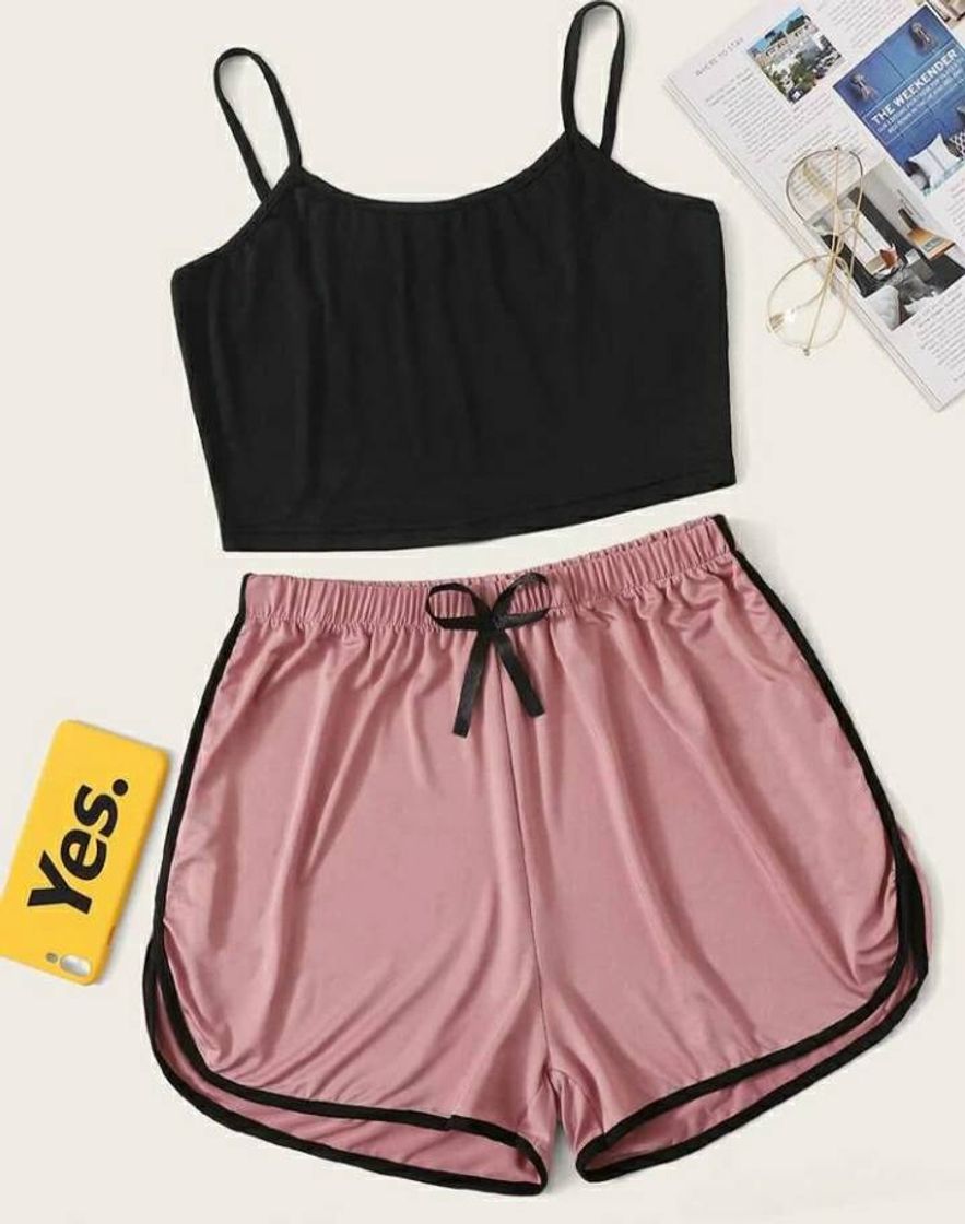 Fashion conjunto de pijama top de tirante con shorts