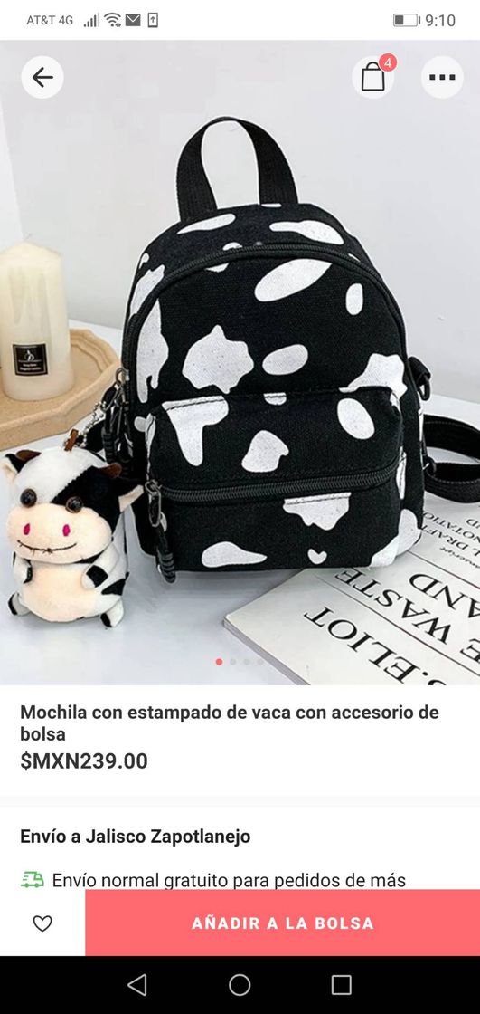 Moda Mochila con diseño de vaca