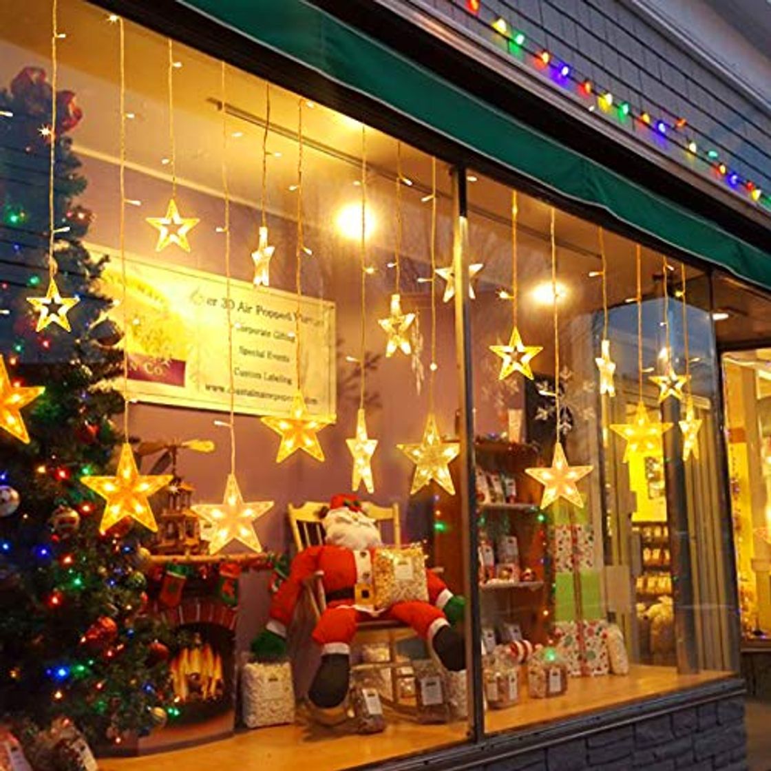 Social Guirnaldas Luminosas Estrellas Cortina Luces, 138 LEDs telones de hogar, LED cortina