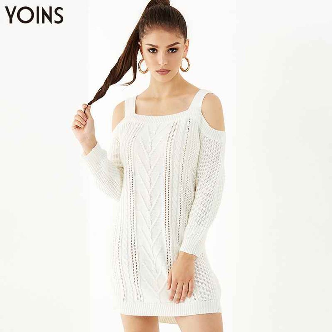 Social YOINS Vestido de hombro frío sexy sólido manga corta mini vestidos de verano túnica top vestidos de túnica