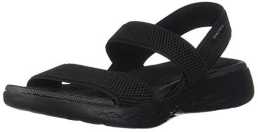 Skechers On-The-go 600-Flawless, Sandalias de Talón Abierto para Mujer, Negro