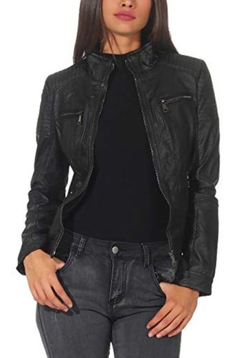 Malito Mujer Chaqueta Cuero Sintético Biker Chaqueta Saco Blazer 5179