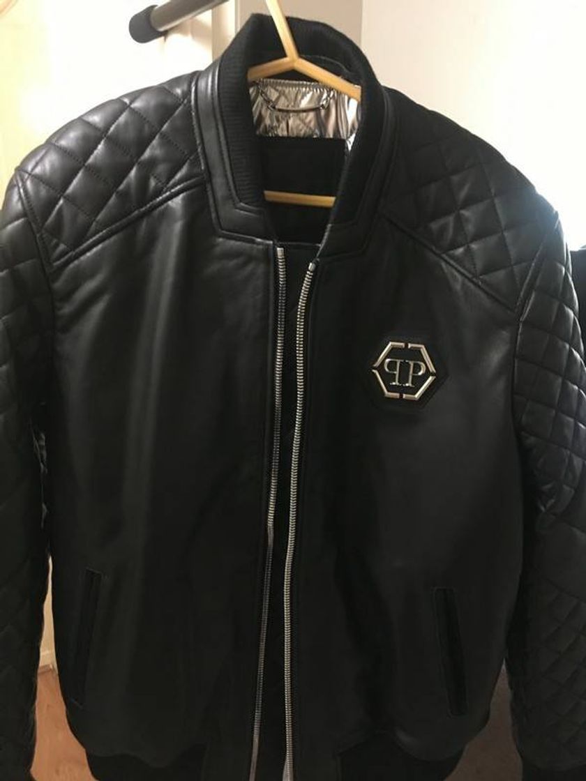 Lugar Philipp Plein "Elizar Chaqueta de Cuero Negro Meduim Black