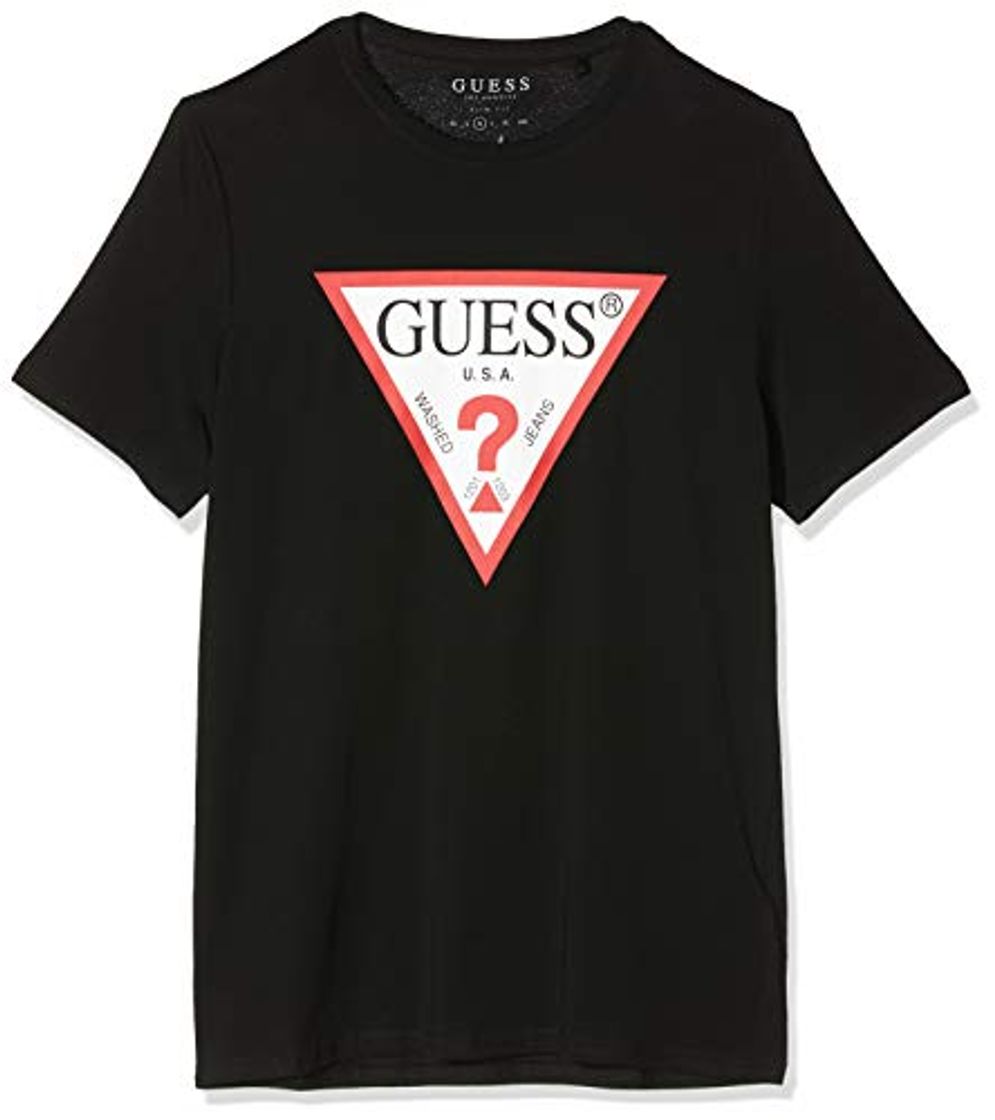 Fashion Guess Cn SS Original Logo Core tee Camiseta, Negro