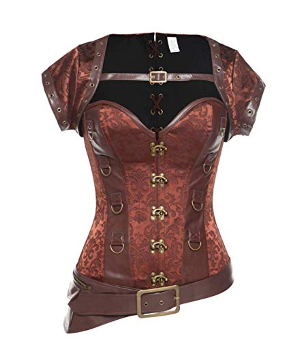 Social MISS MOLY Gothic Steampunk Corsé de Vestir Sexy Cuero Corset 12 Steel Bone Atractivo Cintura Delantero para Mujer