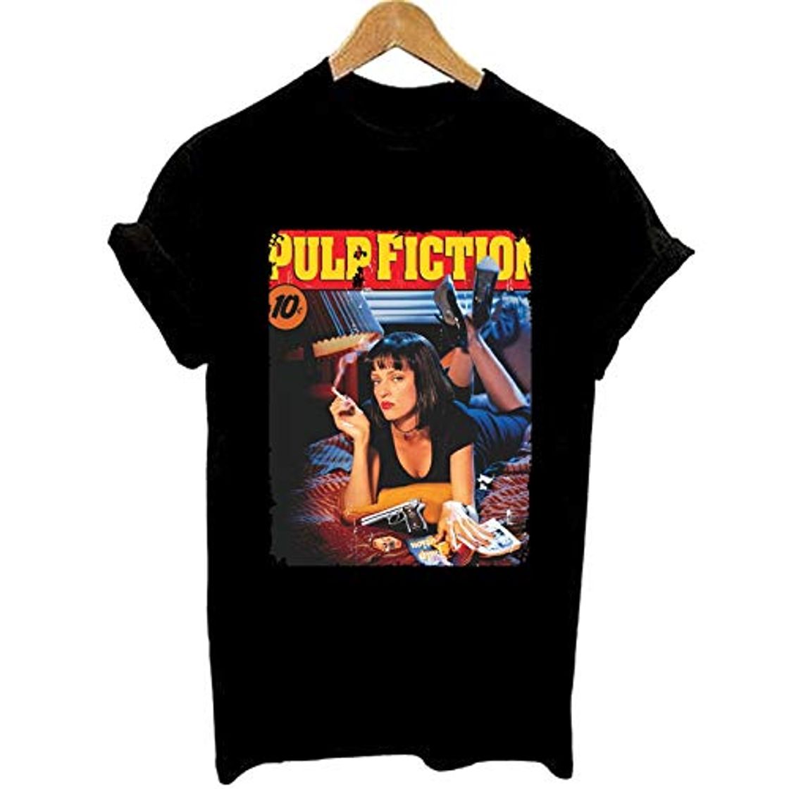 Social Pulp Fiction MIA Wallace Movie Film Graphic tee Women Summer Fashion tee