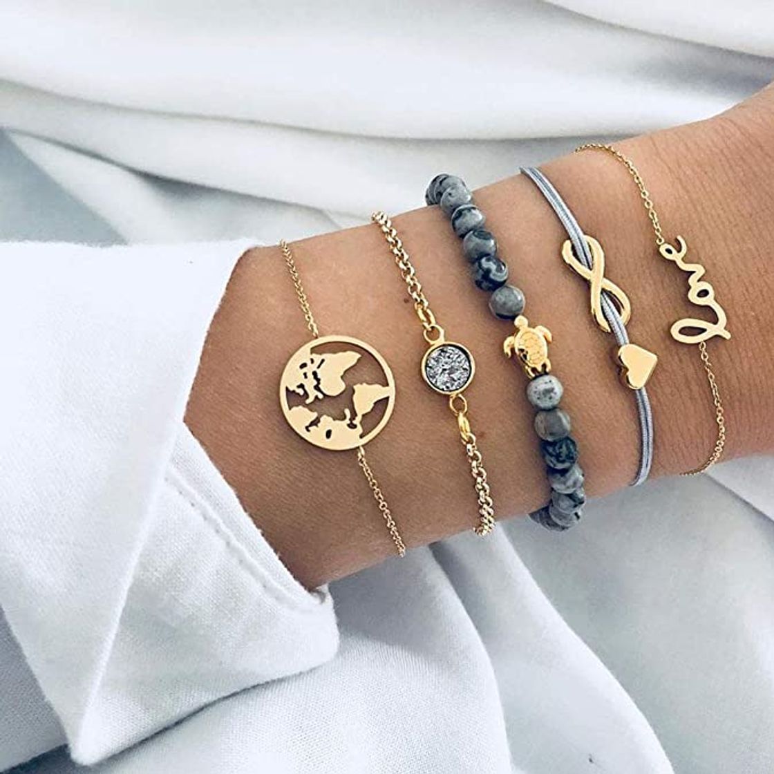 Social Dsaren Conjunto Pulseras Mujer, Apilable Pulsera Ajustable Circón Brazalete Conjunto Mujeres Accesorios
