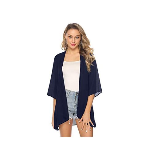 Abollria Cárdigan Mujer Florales Chaqueta Kimono Ligero Playa Chal de Gasa Manga