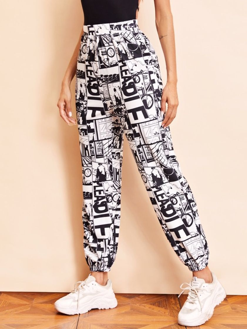 Fashion Calça Art Print Pants 