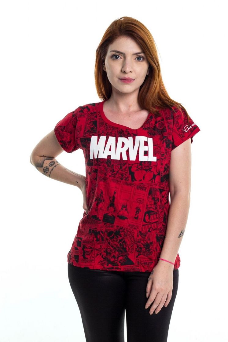 Moda Camiseta Baby Look Marvel Logo