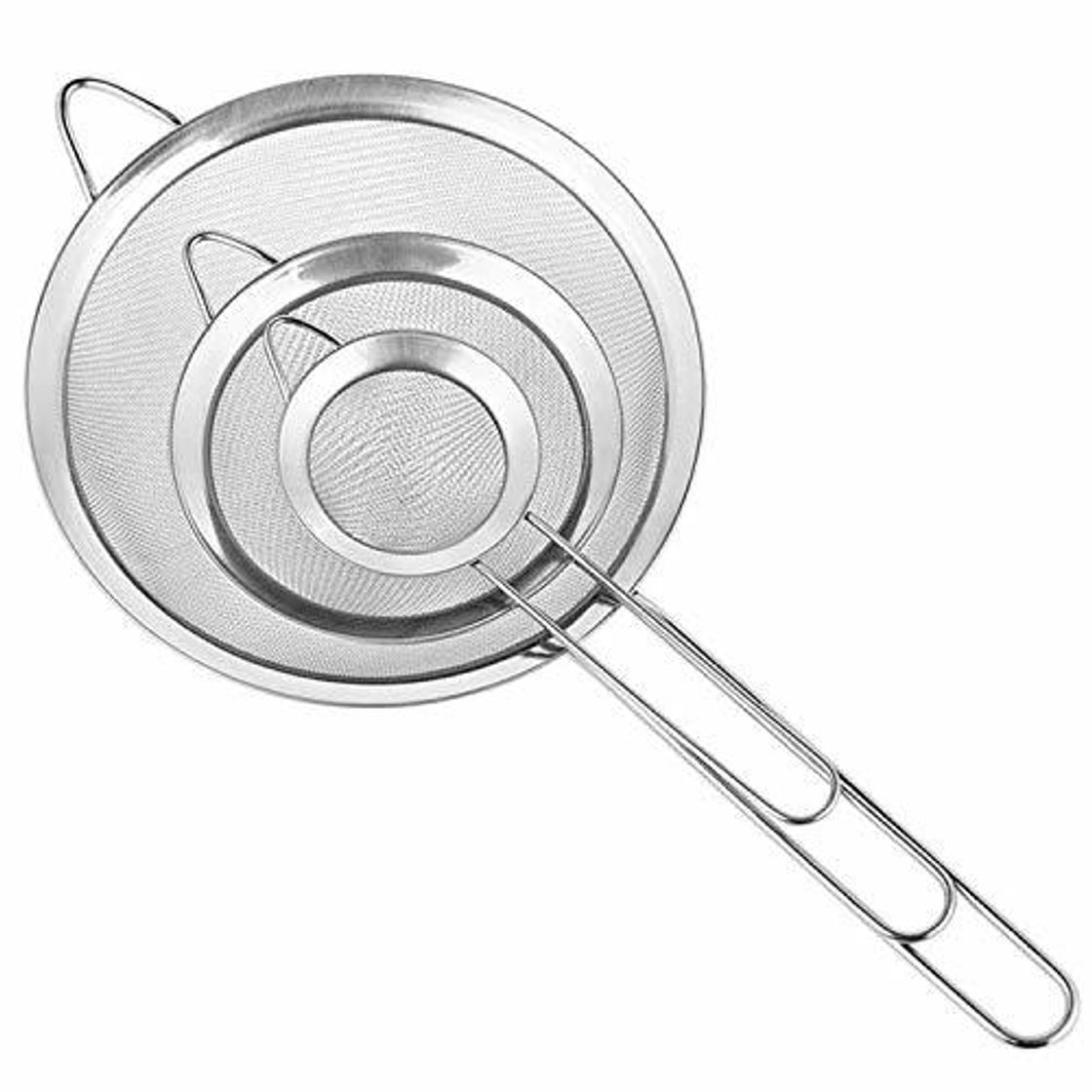 Social Cymax Juego de 3 Malla Fina Cocina Colador Profesional 7/12/18 cm Harina