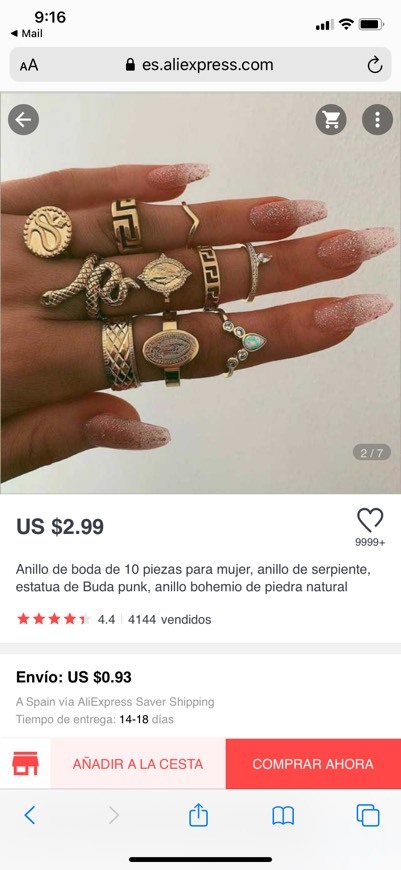 Producto Anillos dorados