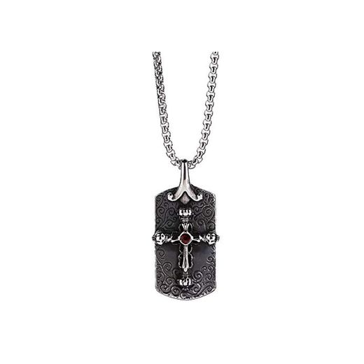 Vinteen Lovers Necklace High-End Fashion Trend Vintage Black Crown Cross Hang Tag