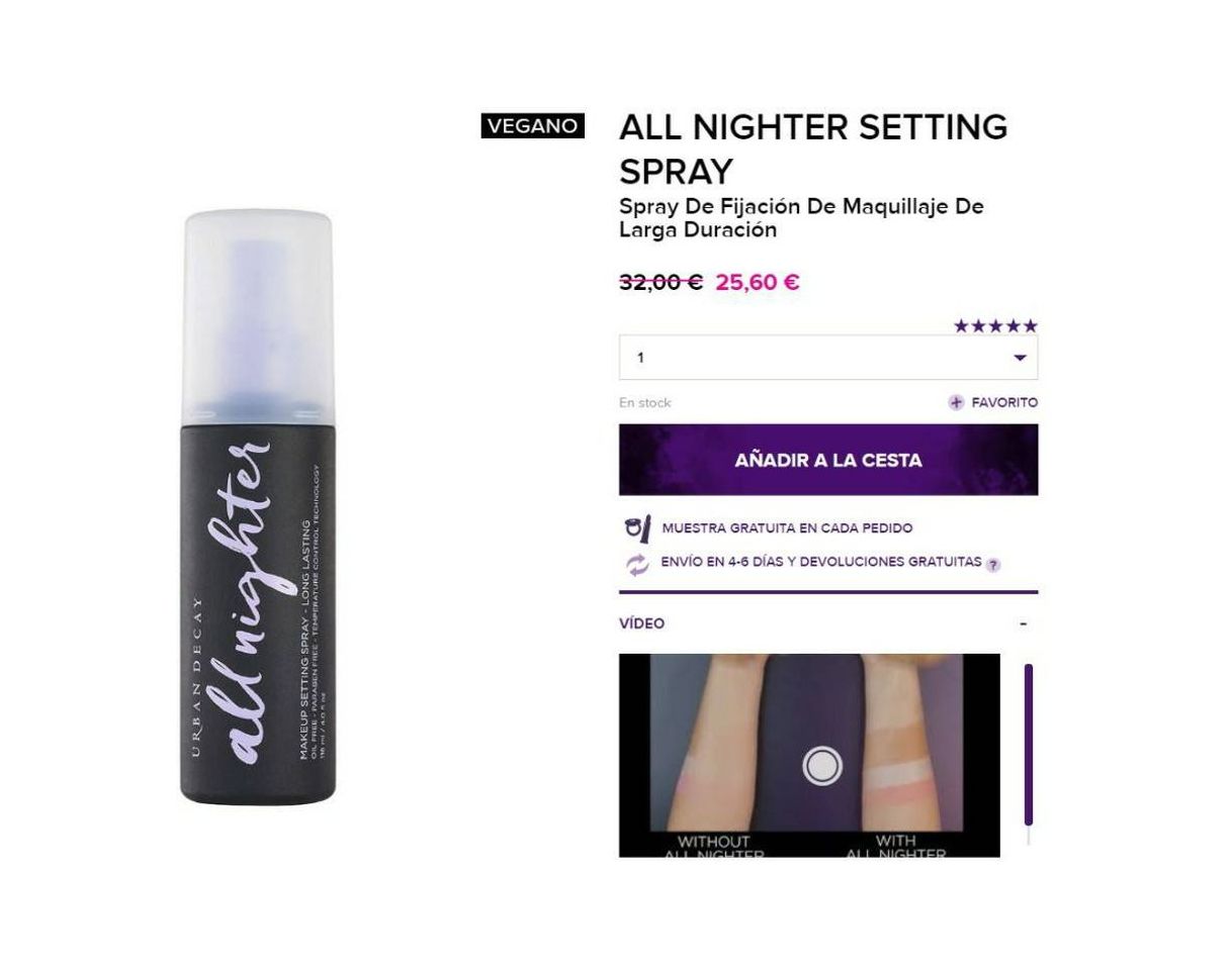 Product ALL NIGHTER SETTING SPRAY
Spray De URBAN DECAY 