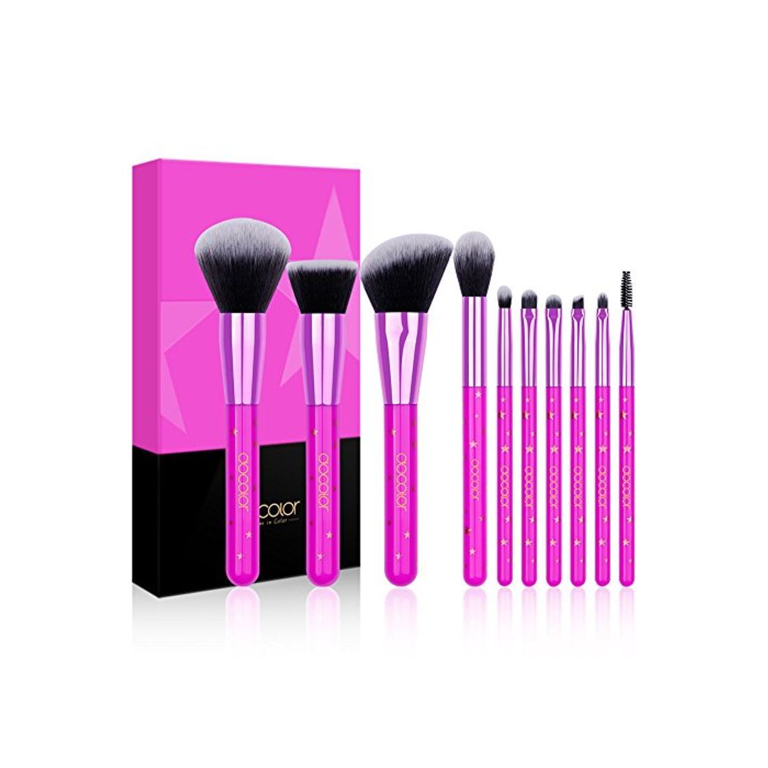 Productos Kit de Brochas Maquillaje 10 Piezas Docolor Cerdas de Fibra Sintética Suave Estrella de lavanda