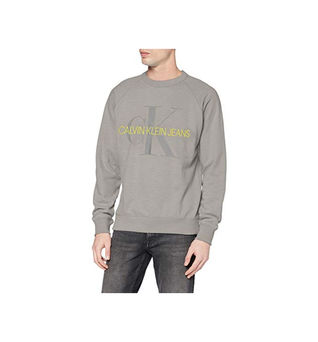 Social Calvin Klein Vegetable Dye Monogram Crew Neck Sudadera, Gris