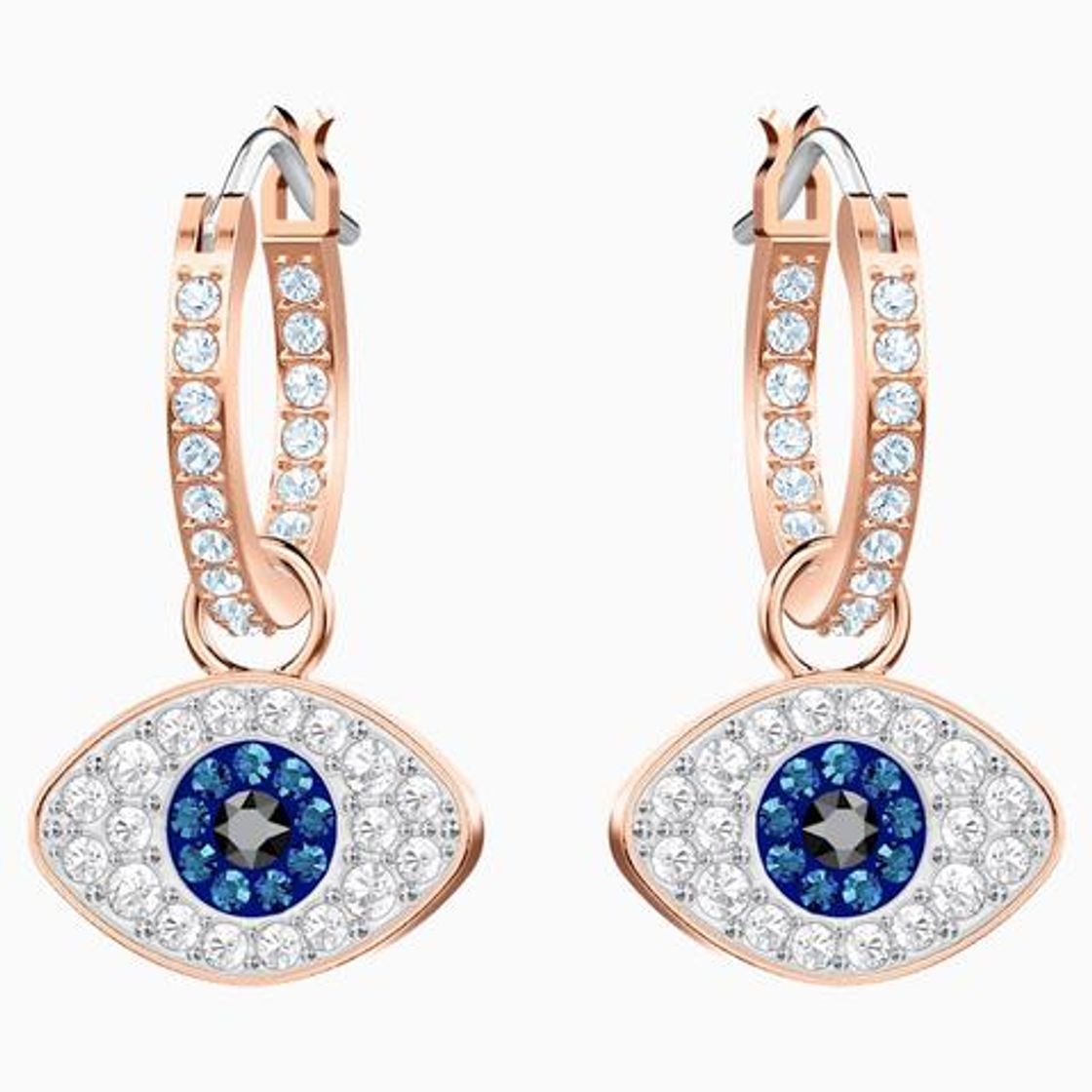 Moda Swarovski Pendientes de aro Duo Evil Eye