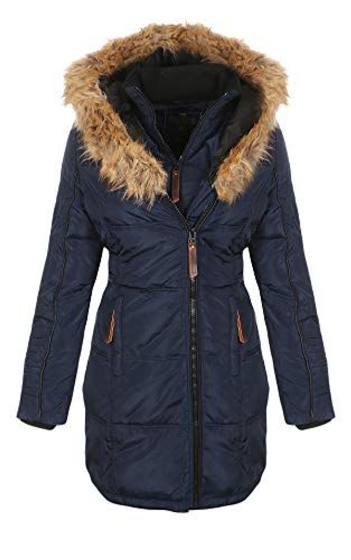 Social Geographical Norway Mujer Chaqueta de Invierno Parka Belissima Pelaje de XL Capucha