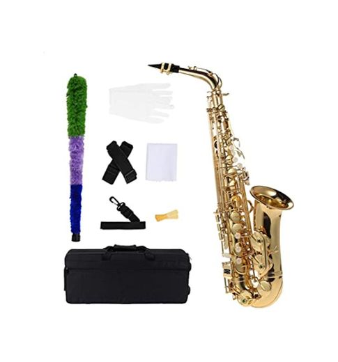 ammoon bE Alto Saxofon Latón Lacado Oro E Flat Sax 802 Clave
