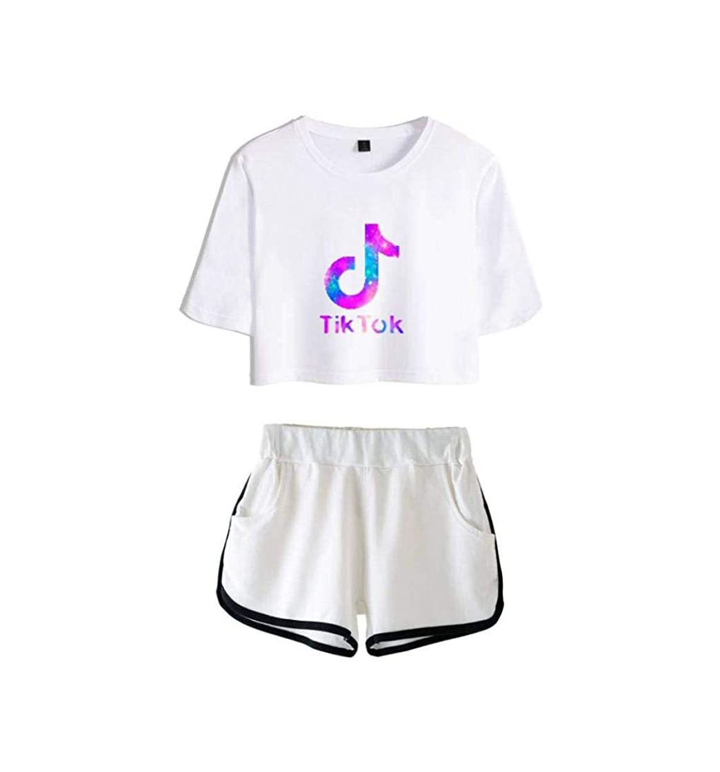 Social Tops Corto y Pantalones Cortos para Niñas 23 Piezas Camiseta de Manga Corta TIK Tok con Pantalón Corto Conjunto Superior Correr Chándal Verano Casual Ropa Deportiva Pijamas Ropa de Yoga