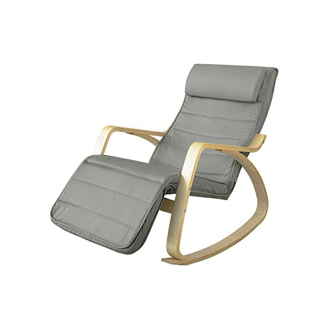 Products SoBuy FST16-DG Sillón de Relax, Silla de Relax, Mecedora-Reposapiés Ajustable,Gris,ES