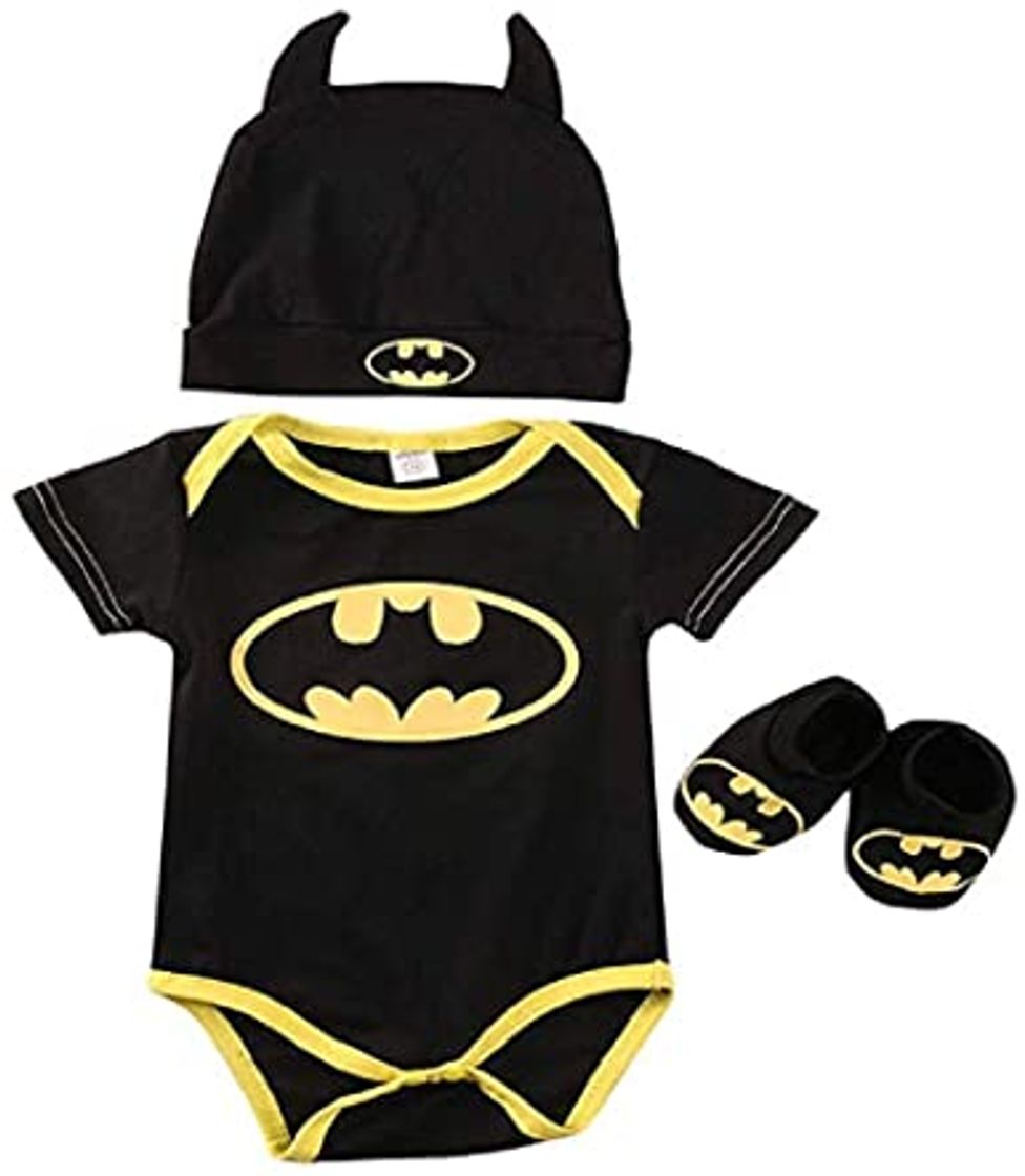 Moda 3 Unids Ropa Bebe Verano BEB¨¦S Reci¨¦N Nacidos Bebe Ni?Os Batman Mamelucos