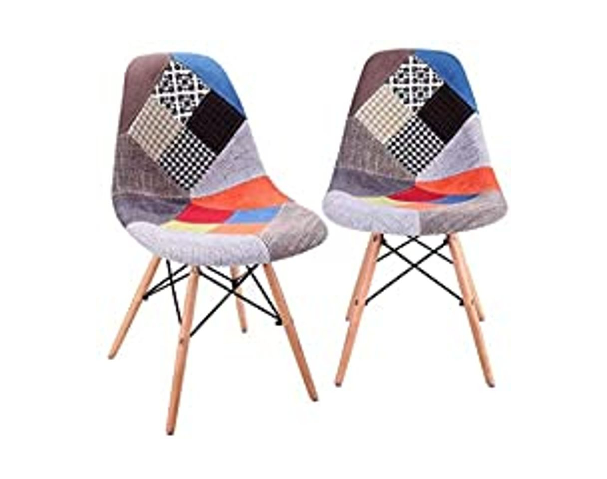 Social Juego de 4 Sillas de Comedor Modernas de Medio Siglo Tapizadas, Tapizadas