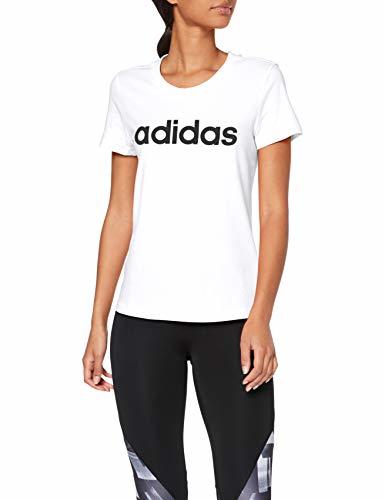 Social adidas W E Lin Slim T Camiseta de Manga Corta, Mujer, Blanco