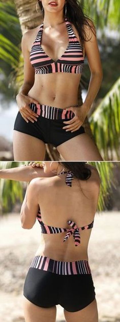 Moda Traje De Baño Sling Dos Piezas Sexy Glamorous Back Lace Up Beach Traje De Baño Señoras Verano Rojo Y Negro 2XL