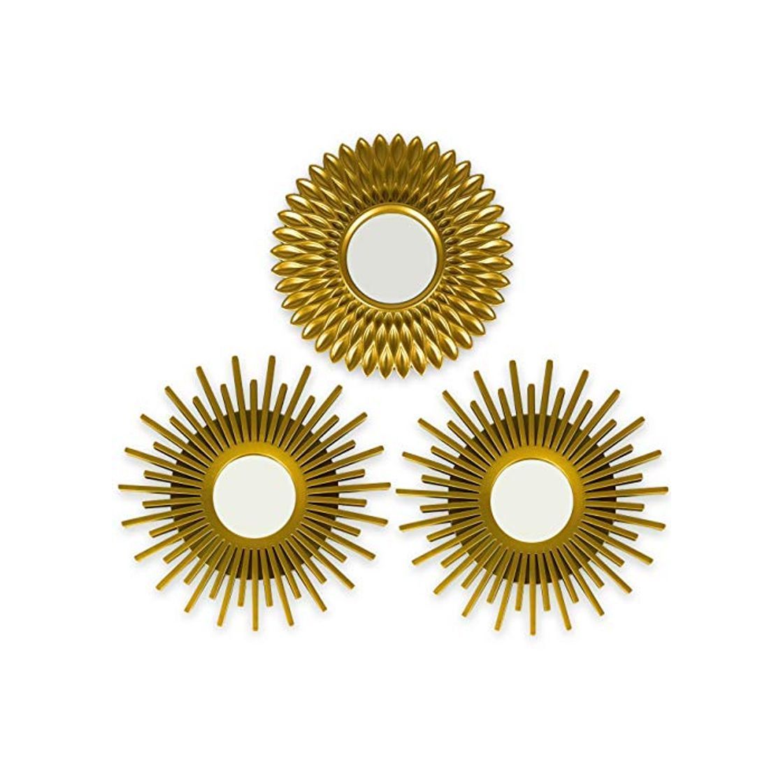 Social BONNYCO Espejos Pared Decorativos Dorados Pack 3 Espejos Decorativos Ideales para Decoracion