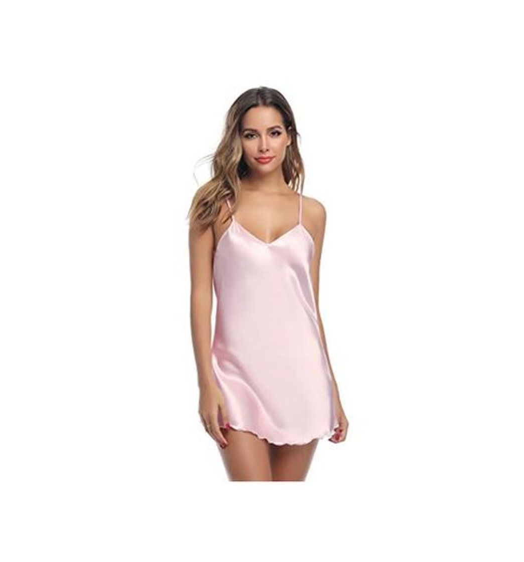 Moda Aibrou Camison Sexy Satén para Mujer Camisón Mujer Seda Camisones Dormir Verano Tallas Grandes Satín para Novia