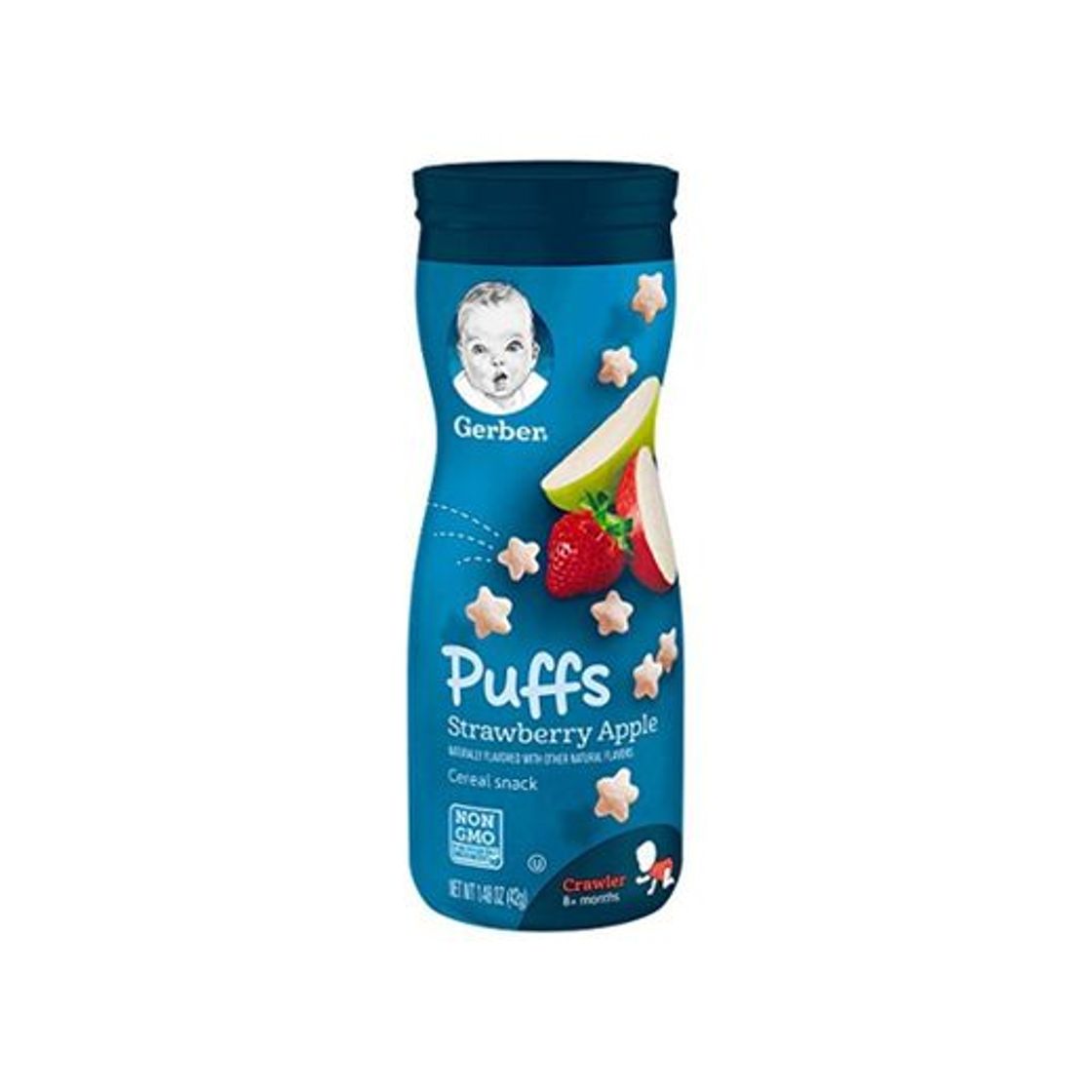 Productos Gerber, Graduados, Aperativos Puffs cereales, Fresa Manzana, 1,48 oz