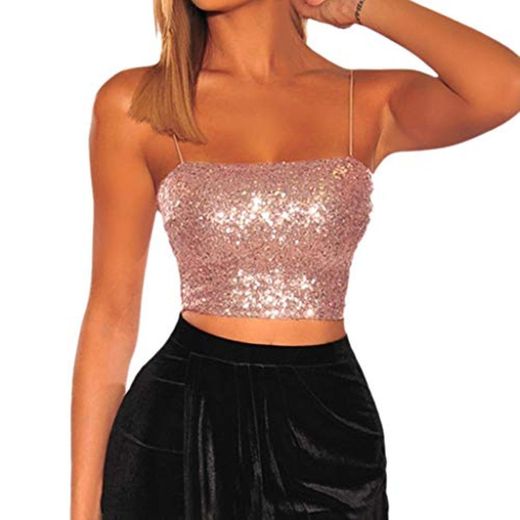 Lenfesh Tops Sexy sin Tirantes Chalecos sin Mangas de Mujer Crop Tops