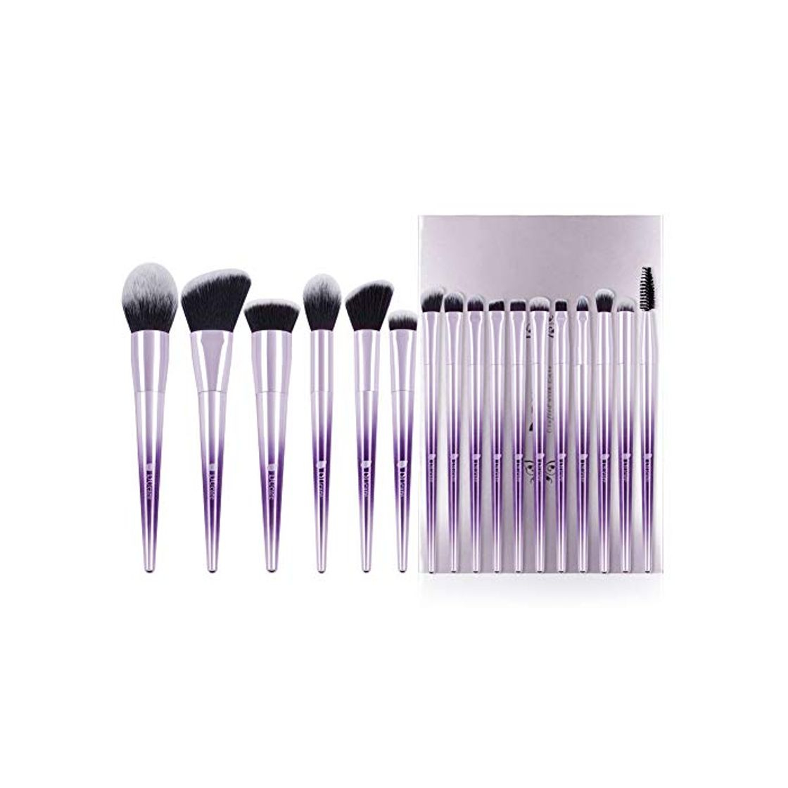 Product DUcare Brochas de Maquillaje Profesional 17 PCS Púrpura Color Base de Cara Sombra de Ojos Delineador de ojos Resaltador Kits de pinceles de maquillaje