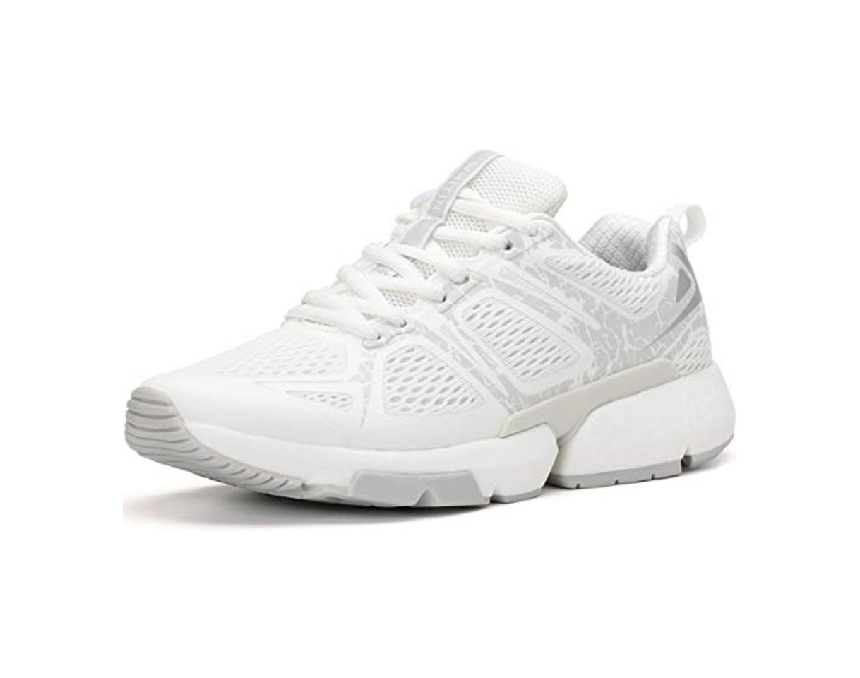 Social WHITIN Zapatillas Correr para Mujer Zapatos de Deportivas Aire Libre y Deportes Casual Montaña Trail Running Tenis Transpirables Sapatillas Aire Libre y Deportes Gimnasio Sneakers Blanco 44