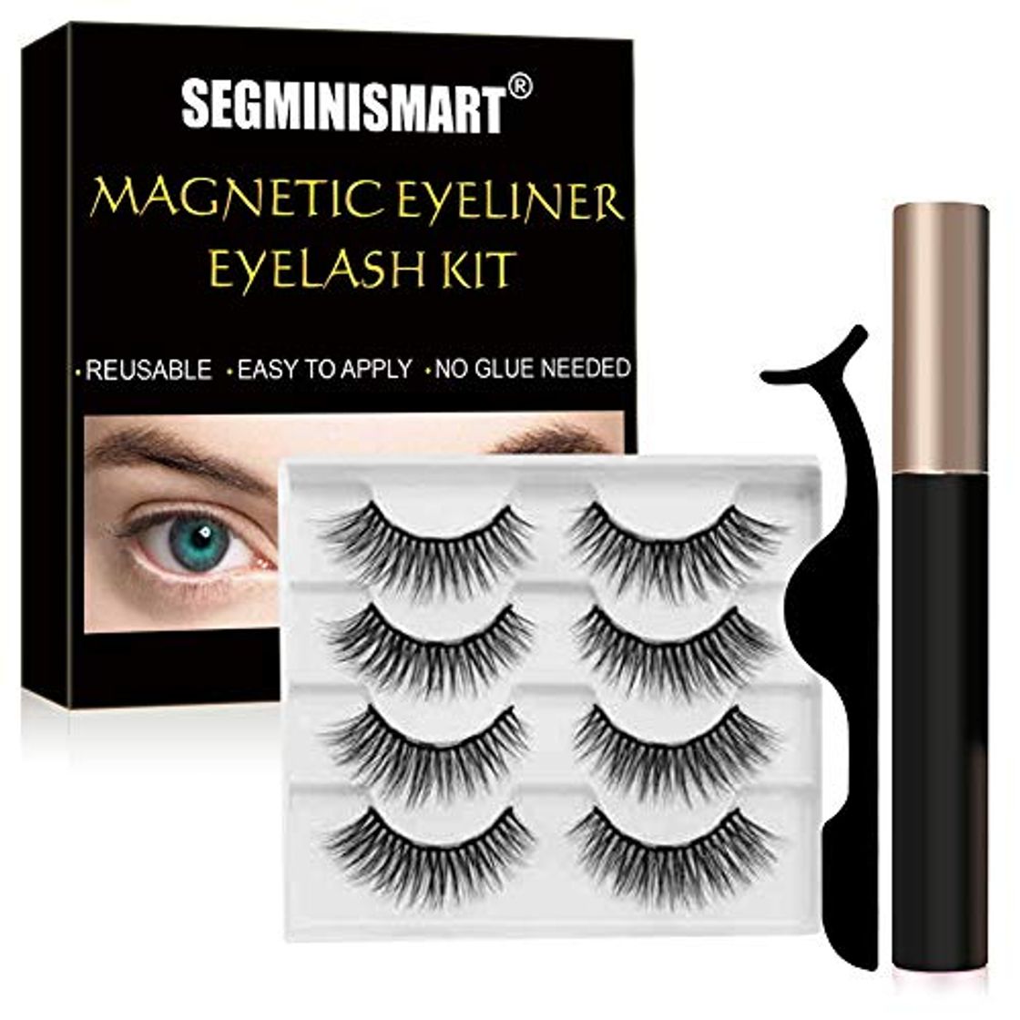 Social Pestañas Magnéticas,Pestañas Magneticas Delineador,Magnéticas Eyeliner Waterproof,PestañasPostizas Magnéticas Kit,No se Necesita Pegamento,Reutilizables