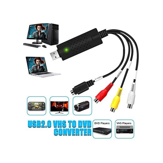 DIWUER Convertidor de Capturadora de Audio Video USB2.0