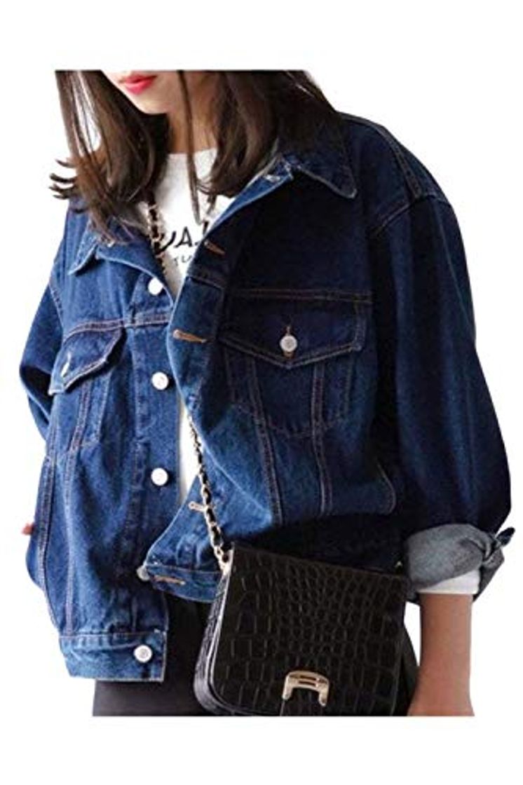 Fashion Mujer Chaqueta Vaquera Basicas Primavera Otoño Chaqueta Vaquera Estilo Boyfriend Azul Elegantes Sencillos Manga Largo Casuales Tendencia Anchas Denim Abrigos Outerwear Estilo