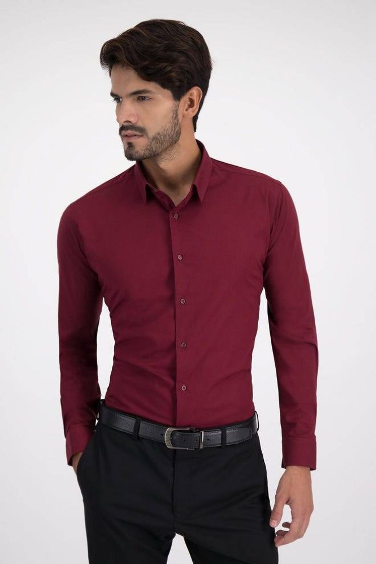 Moda Camisa de vestir color vino