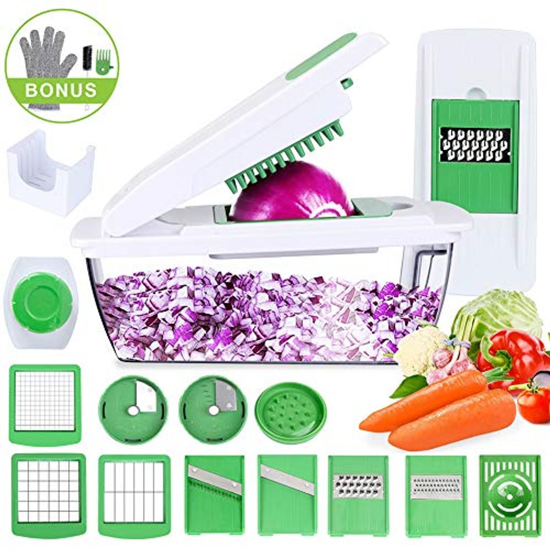 Place Cortador de Verduras 15 en 1 Mandolina Multiusos Slicer de Vegetales Profesional