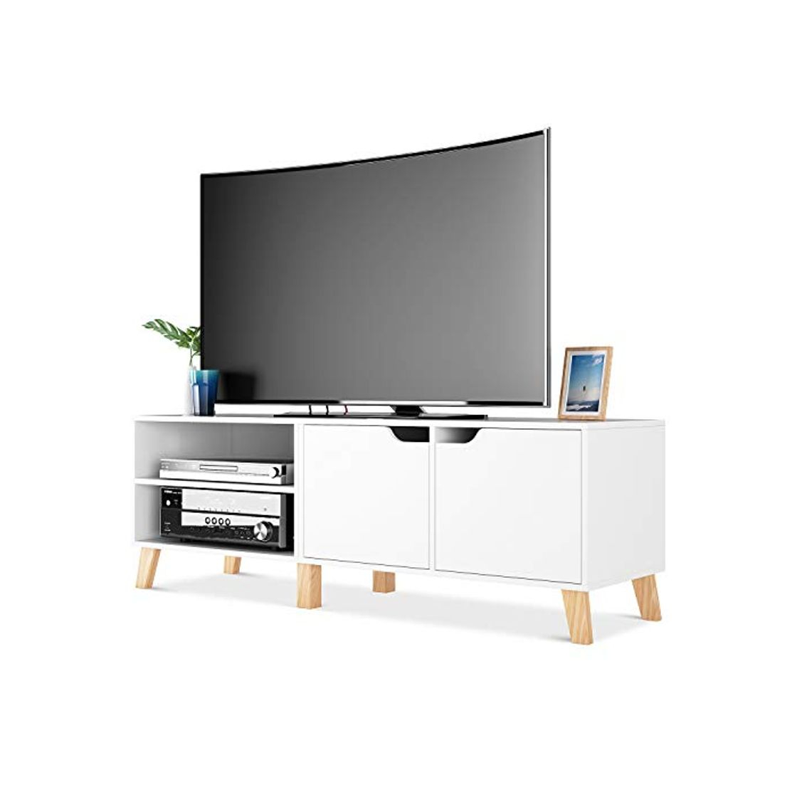 Producto Homfa Mueble TV Salón Mesa para TV con 2 Puertas 2 Compartimientos