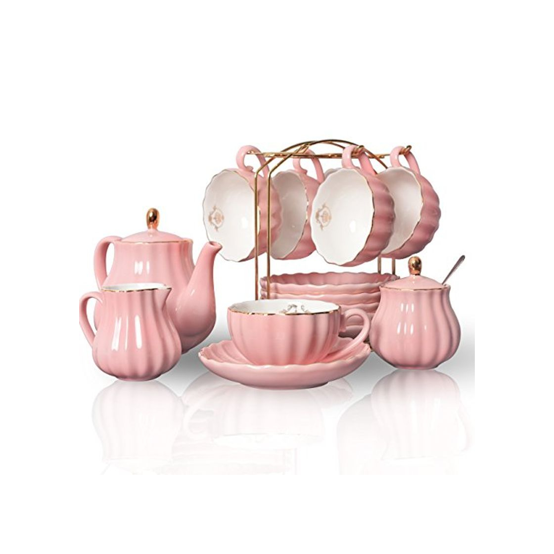 Social Juego de té de porcelana con tazas y platillos de café y