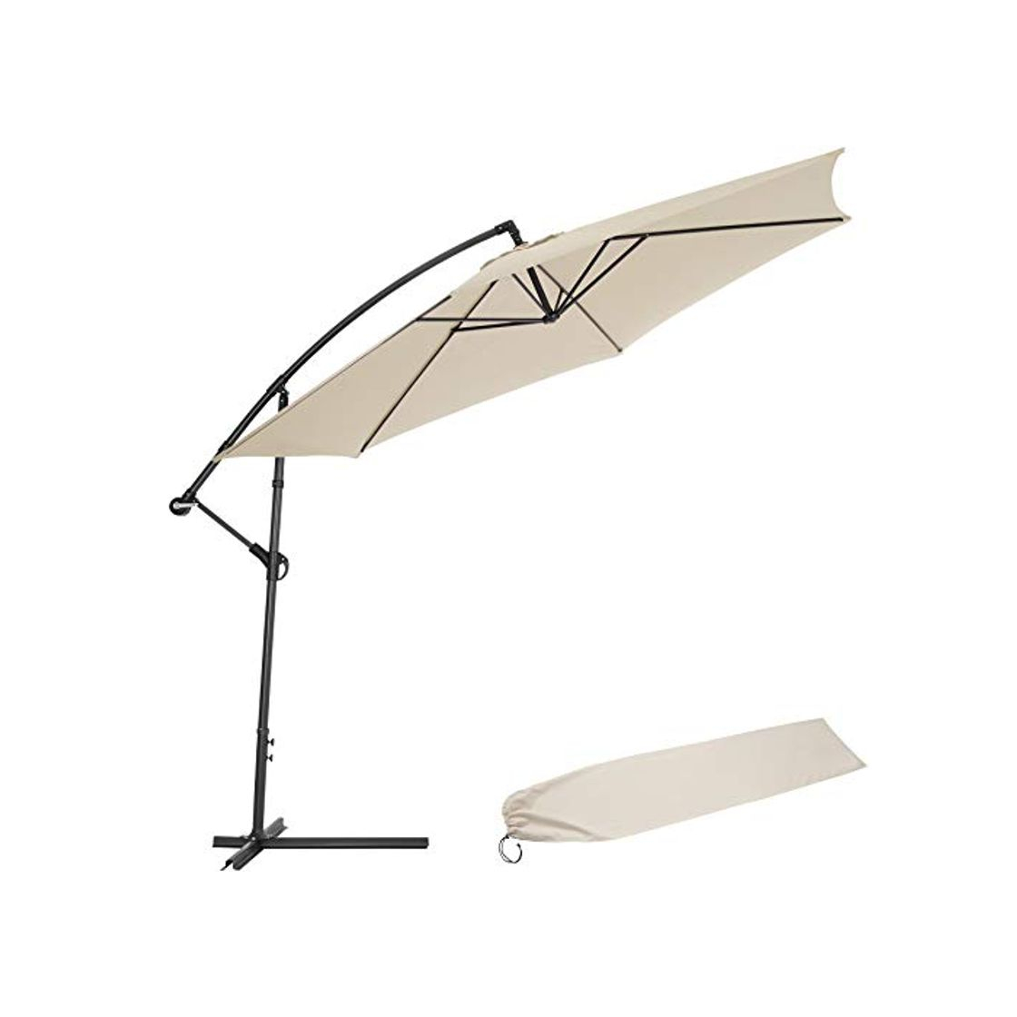 Social TecTake 3,5m Sombrilla Parasol de para terraza jardín protección Solar UV (Beige