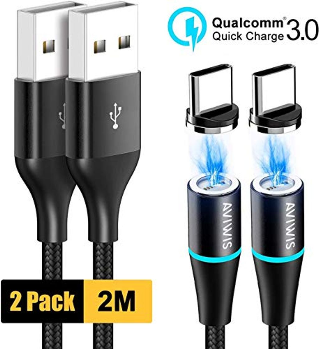 Social AVIWIS Cable Magnético Tipo C, [2Pack 2M] Cargador Tipo C Magnético Carga