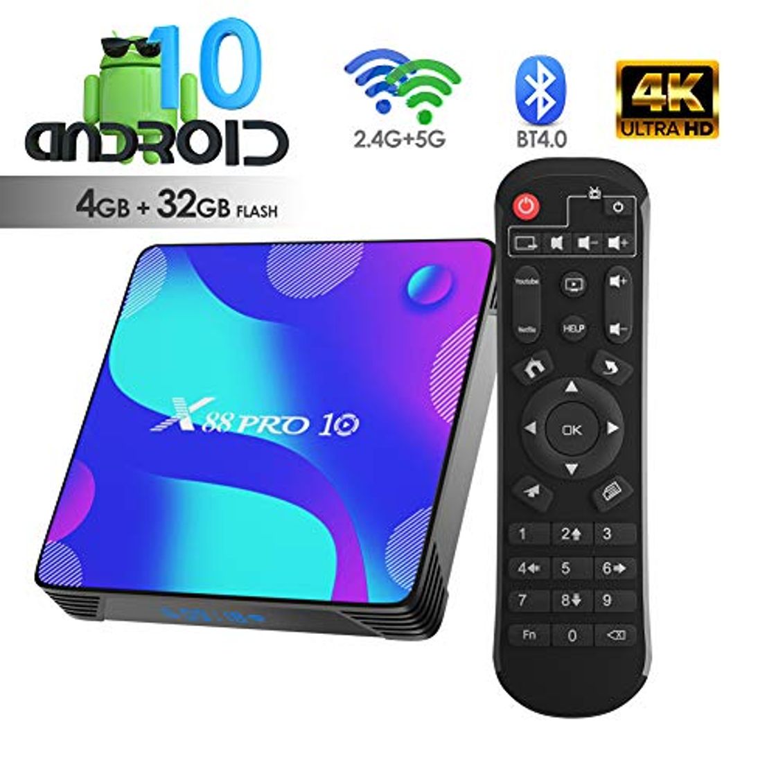Social Android TV Box, X10 Android 10.0 Smart Box 4GB RAM 32GB ROM