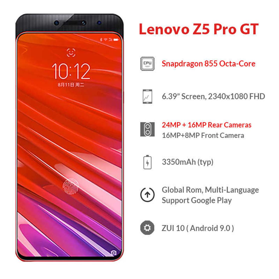 Place Lenovo Z5 Pro GT 855 ZUI 10.0 Smartphone Octa Core 8GB+256GB 6