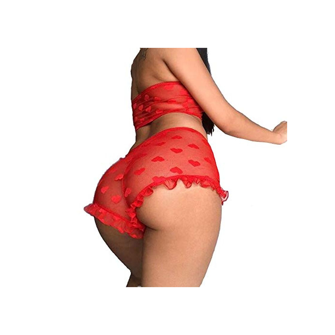 Social 2*Piezas Conjunto de Lencería Pijama Semi Transparente de Verano sin Mangas Picardías