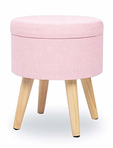 Suhu Redondo Puff Baúl Taburete Asiento Otomana Almacenamiento Elegante Patas de Madera