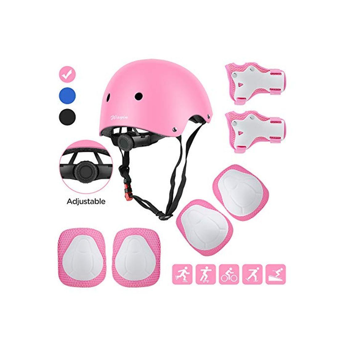 Producto Wayin Casco Infantil, Protecciones Patines Niña Rodilleras y Cascos Ajustable Coderas para