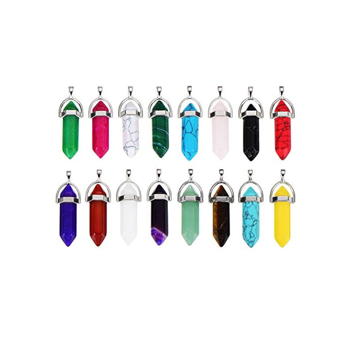 Social 16 Piezas Piedra de Cuarzo Puntiaguda Colgante de Cristal Hexagonal Colgantes de
